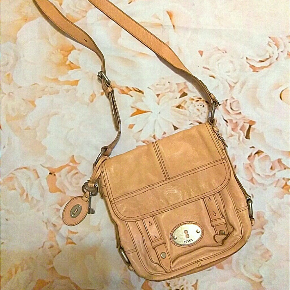 Fossil Pink Leather Cross Body Purse